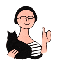 Black cat and girl sticker #5972812