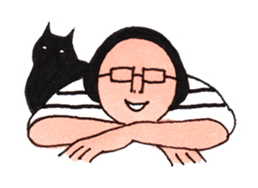 Black cat and girl sticker #5972815