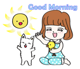 Cute girl & puppy's happy life sticker #5973464