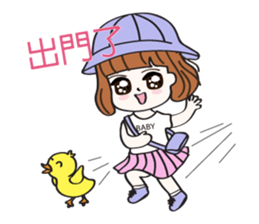 Cute girl & puppy's happy life sticker #5973468