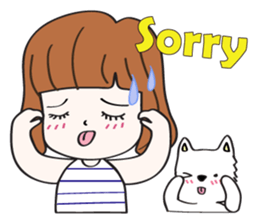 Cute girl & puppy's happy life sticker #5973478