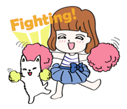 Cute girl & puppy's happy life sticker #5973497