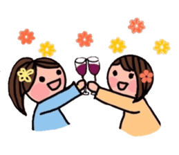 A girl, a puppy, and a kitty sticker #5976122