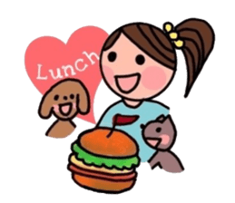 A girl, a puppy, and a kitty sticker #5976123