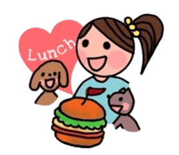 A girl, a puppy, and a kitty sticker #5976123