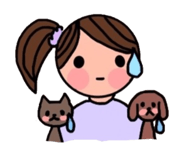 A girl, a puppy, and a kitty sticker #5976125