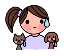 A girl, a puppy, and a kitty sticker #5976125