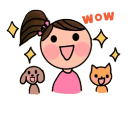 A girl, a puppy, and a kitty sticker #5976131