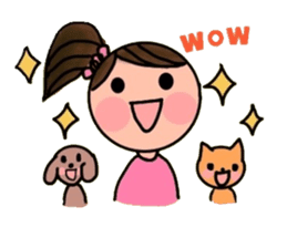 A girl, a puppy, and a kitty sticker #5976131