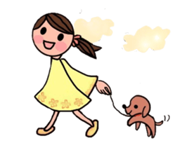 A girl, a puppy, and a kitty sticker #5976151