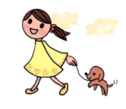 A girl, a puppy, and a kitty sticker #5976151