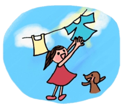 A girl, a puppy, and a kitty sticker #5976153