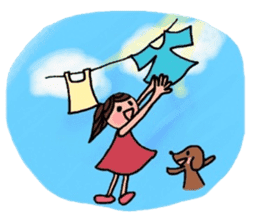 A girl, a puppy, and a kitty sticker #5976153