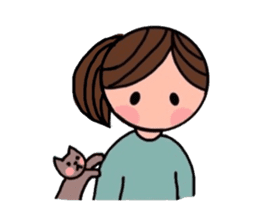 A girl, a puppy, and a kitty sticker #5976156