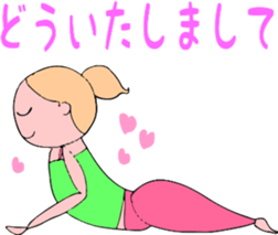 Posing yoga of cute girl sticker #5977602