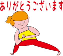 Posing yoga of cute girl sticker #5977606