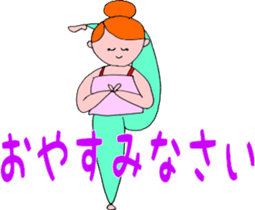 Posing yoga of cute girl sticker #5977614