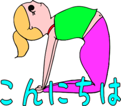 Posing yoga of cute girl sticker #5977632