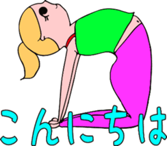 Posing yoga of cute girl sticker #5977632