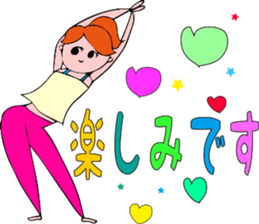Posing yoga of cute girl sticker #5977634