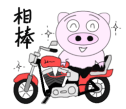 The pig began to ride a motorcycle sticker #5981000