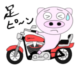 The pig began to ride a motorcycle sticker #5981001