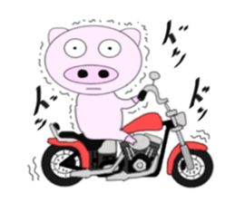 The pig began to ride a motorcycle sticker #5981002