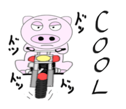 The pig began to ride a motorcycle sticker #5981003