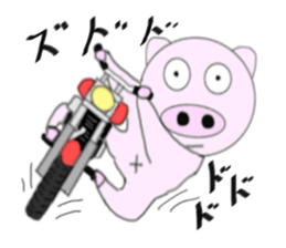 The pig began to ride a motorcycle sticker #5981004