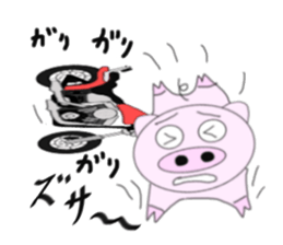 The pig began to ride a motorcycle sticker #5981005