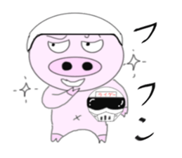 The pig began to ride a motorcycle sticker #5981007