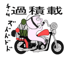 The pig began to ride a motorcycle sticker #5981008