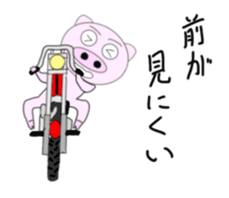 The pig began to ride a motorcycle sticker #5981032