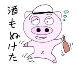 The pig began to ride a motorcycle sticker #5981038