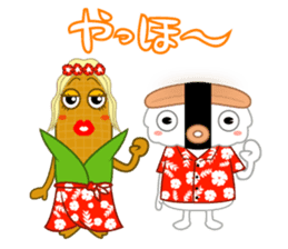 hawaiian corn girl and spam musubi boy sticker #5985004