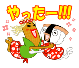 hawaiian corn girl and spam musubi boy sticker #5985018