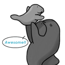 Manatee family - Daddy & Kiddy sticker #6008990