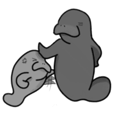 Manatee family - Daddy & Kiddy sticker #6009000