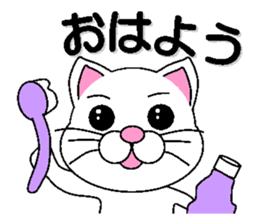 white cat everyday 1 sticker #6009265