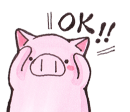 pink happy  pig sticker #6045669