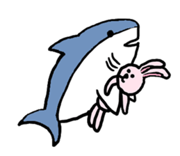 Chubby Shark and His Friend Cute Bunny sticker #6047282