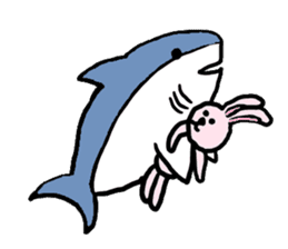Chubby Shark and His Friend Cute Bunny sticker #6047282