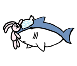 Chubby Shark and His Friend Cute Bunny sticker #6047288