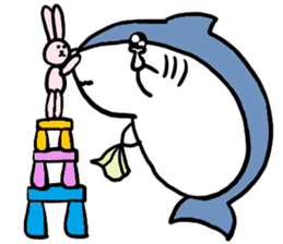 Chubby Shark and His Friend Cute Bunny sticker #6047301