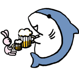 Chubby Shark and His Friend Cute Bunny sticker #6047308