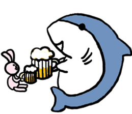 Chubby Shark and His Friend Cute Bunny sticker #6047308