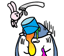 Chubby Shark and His Friend Cute Bunny sticker #6047312