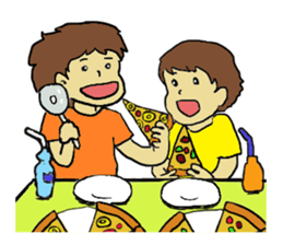 Four happy siblings. English version. sticker #6060582