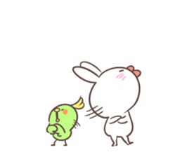 "Funny" rabbits and parakeets sticker #6078520