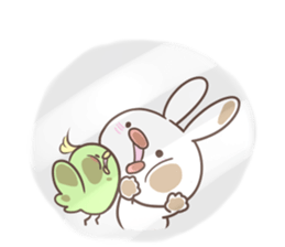 "Funny" rabbits and parakeets sticker #6078522